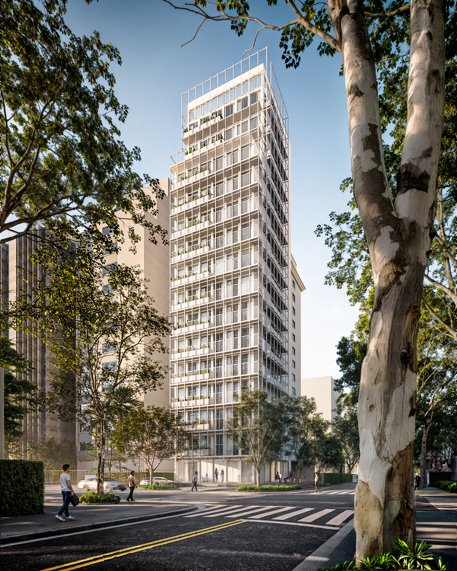 Edifício Loeb em rua arborizada