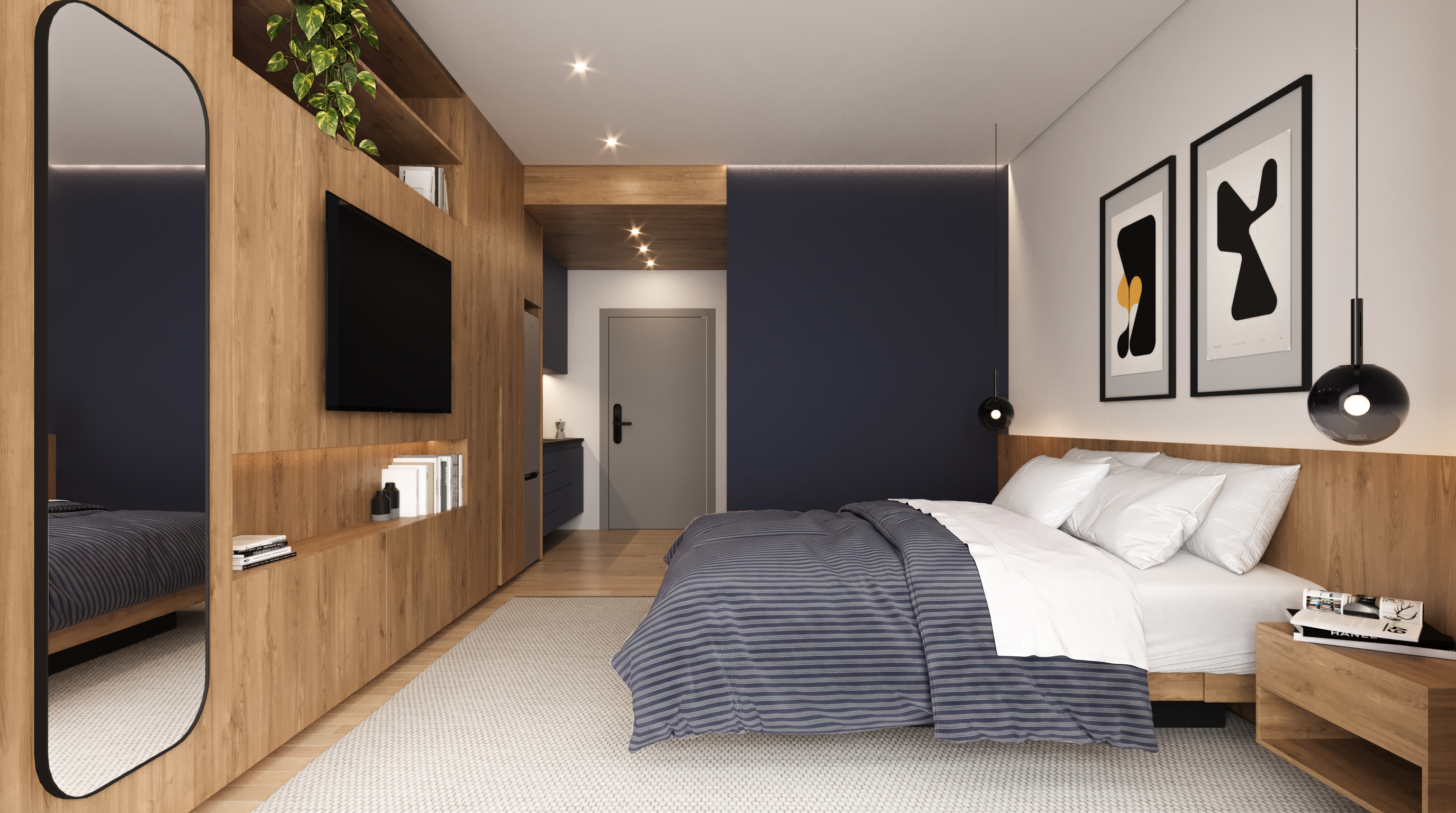 Quarto e área de estar