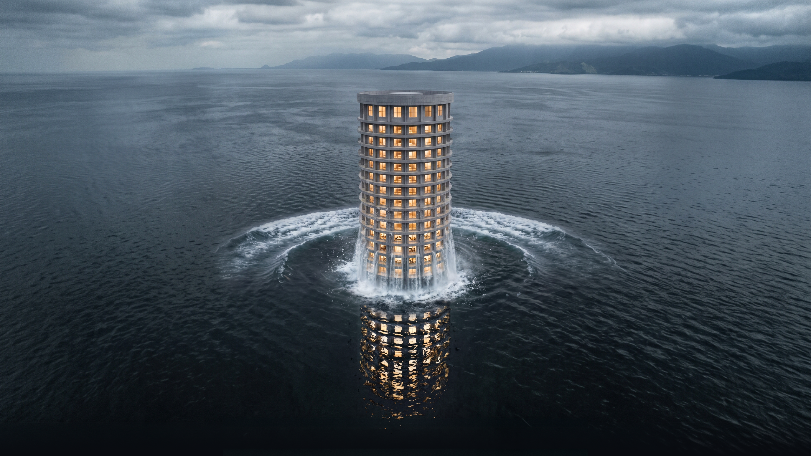 An architectural scene in a sea of images